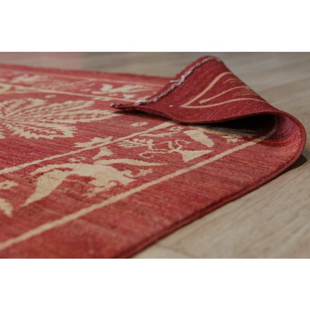 Traditional 8x11 Red Ivory Floral Lattice Hand-Knotted Wool Rug For Sale - Image 3 of 4