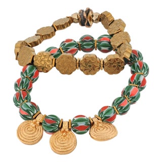 Mystic Motion Spiral Gold & Hematite Boho Bracelet Set For Sale