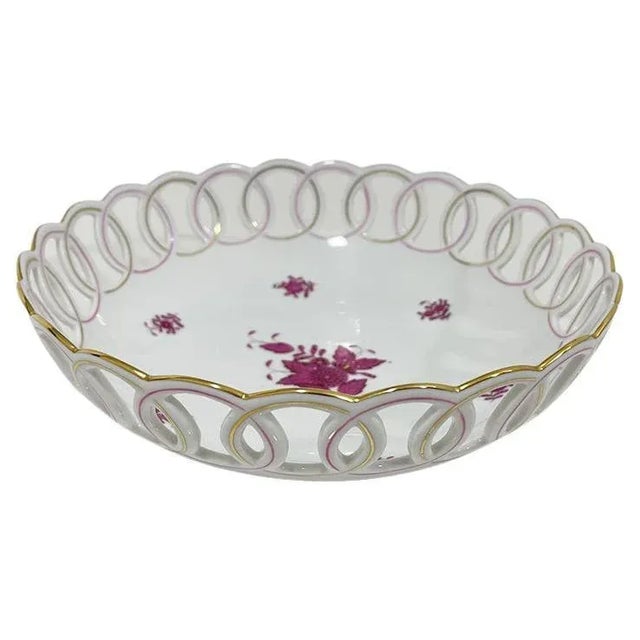 Herend Hungary Porcelain Apponyi Pink Bowl, 1980s For Sale - Image 6 of 6