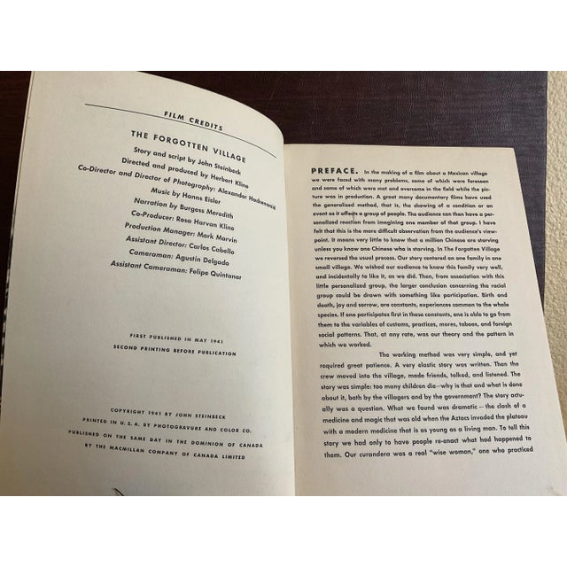 Dove Gray Vintage John Steinbeck First Edition Book " the Forgotten Village With Original Dust Jacket (1941) For Sale - Image 8 of 12