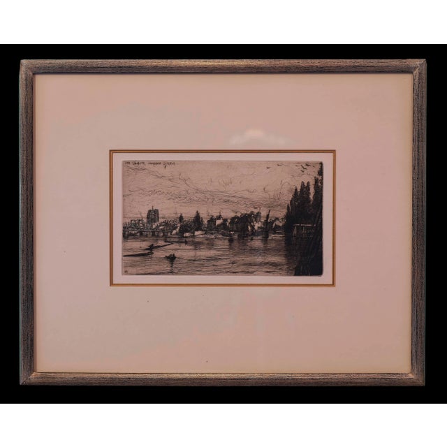 Sir Francis Seymour Haden (1818-1910. British) "Old Chelsea Church" Etching 1865 Marked "16" on left hand corner 4 3/8" x...