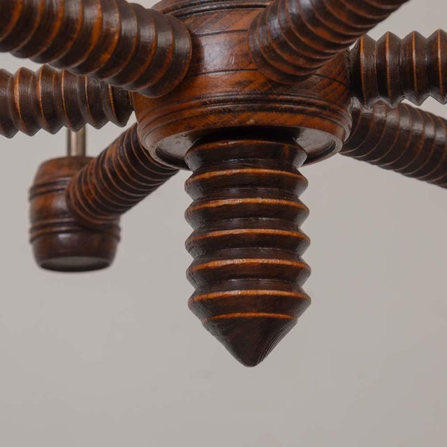 1940s Charles Dudouyt French Carved Wood Chandelier For Sale - Image 9 of 14