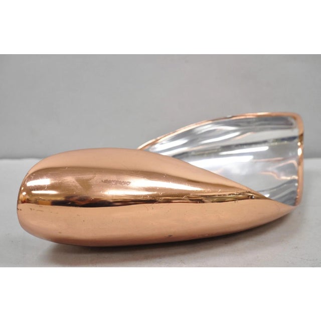 Traditional Nambe Mt0546 Karim Rashid Modernist Mixed Metal Copper Snail Scroll Tray Bowl For Sale - Image 3 of 14