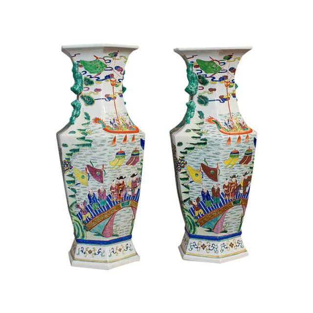 1900s Ceramic Oriental Urns - A Pair For Sale - Image 13 of 13