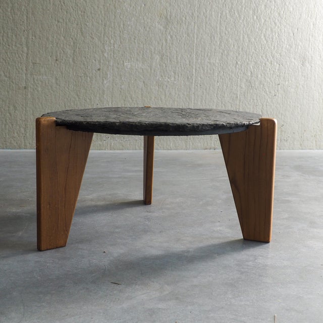 Brutalist Slate and Pine Side Tables, 1970s, Set of 2 For Sale - Image 16 of 18