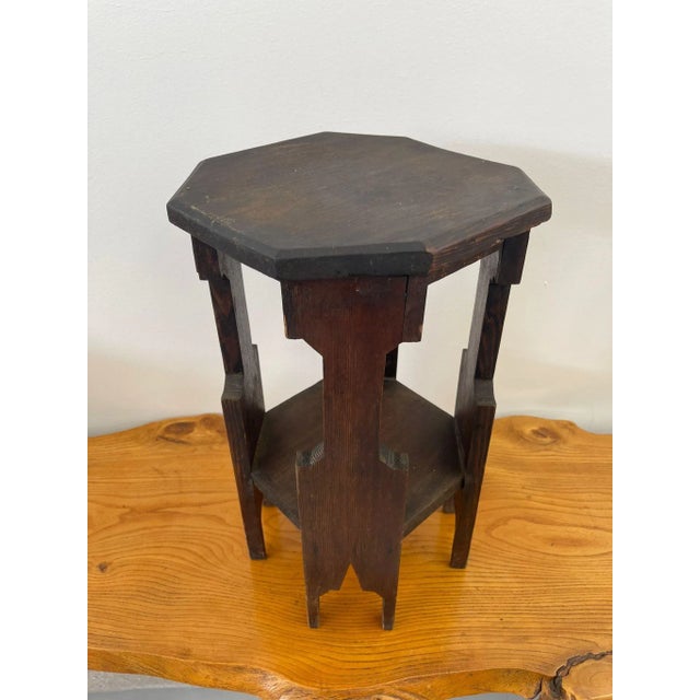 1970s Vintage Wooden Primitively Designed Decorative Side Table With Octagonal Shaped Top. For Sale - Image 4 of 8