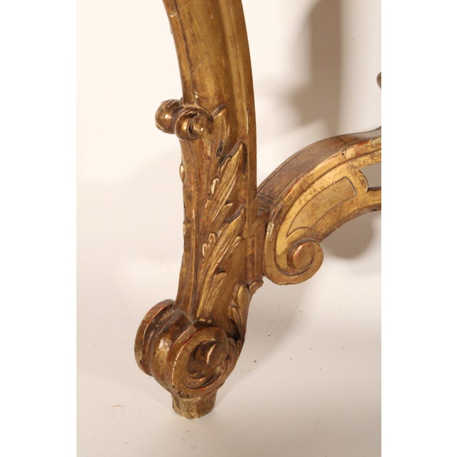 Antique Louis XV Giltwood (Gold Leaf) Marble Top Console Table For Sale - Image 10 of 12