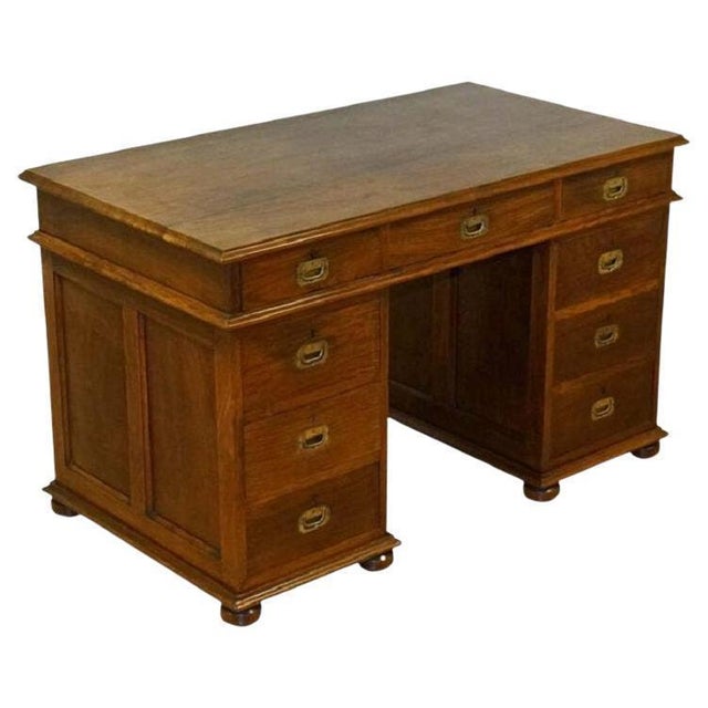 Victoria Regina Military Campaign Pedestal Desk, 1880s For Sale - Image 13 of 13