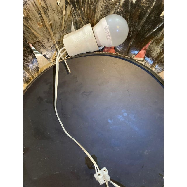 Mid-Century Round Wrought Iron Sheet Sun-Shaped Wall Mirror, 1950s For Sale - Image 6 of 7