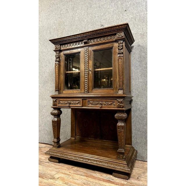 Renaissance Style Display Cabinet on Console Table in Oak, 1850s For Sale - Image 4 of 7