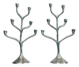 Danish Modern Six Branch Candelabras, 1960s, Set of 2