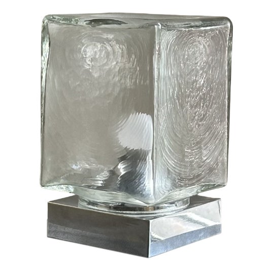 Vintage Table Lamp with Glass Diffuser, 1970s For Sale