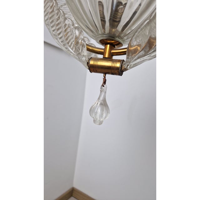 Chandelier in Brass and Clear Glass by Ercole Barovier for Barovier & Toso, 1960s For Sale - Image 15 of 18