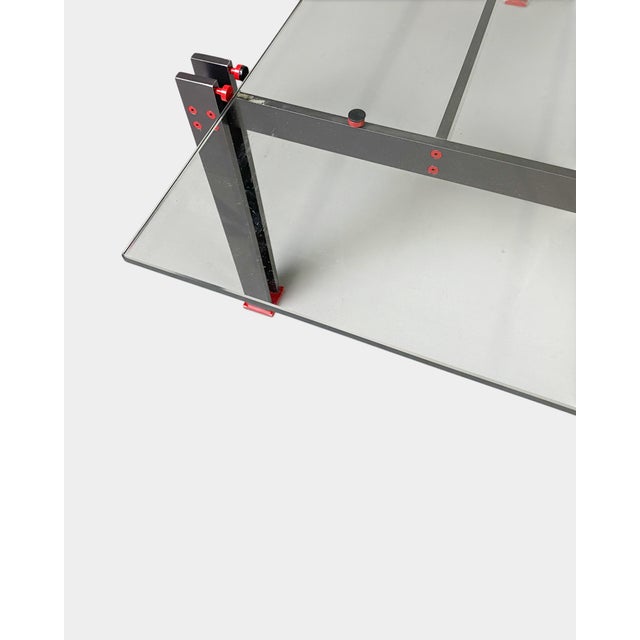 Postmodern Italian Coffee Table in Glass and Metal, Italy, 1980s For Sale - Image 4 of 7