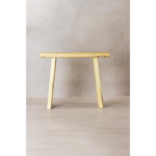 Vintage Rustic Square Elm Wood Stool For Sale - Image 4 of 7