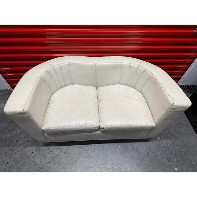 1980s 1980s Italian Leather Loveseat For Sale - Image 5 of 5