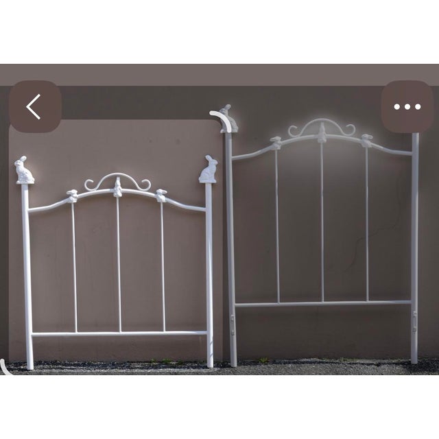 Pair of White Gloss Corsican Twin Beds With Bunny Finials For Sale In Phoenix - Image 6 of 8