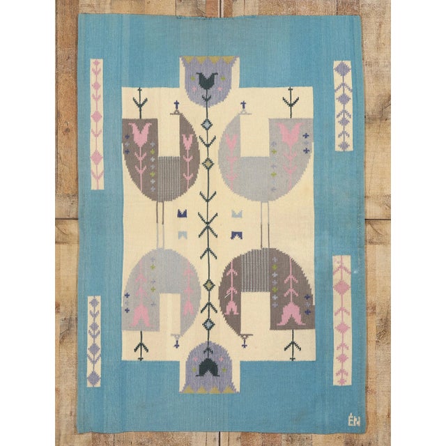 Signed Vintage Swedish Scandinavian Tapestry Rug - 03'11 X 05'09. For Sale - Image 10 of 10