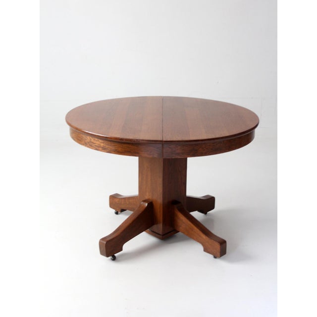 Antique Arts & Crafts Oak Pedestal Dining Table For Sale - Image 6 of 18