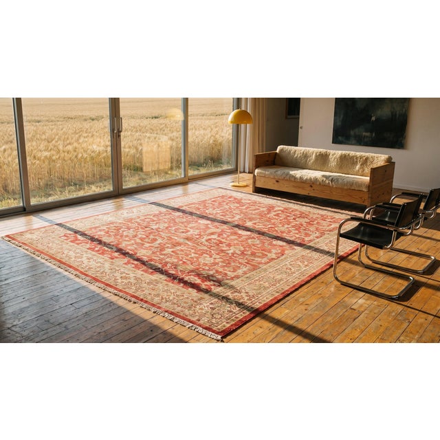 Red Radiant Red and Tan Color With Special Palmettes Design Antique Sultanabad Rug For Sale - Image 8 of 9