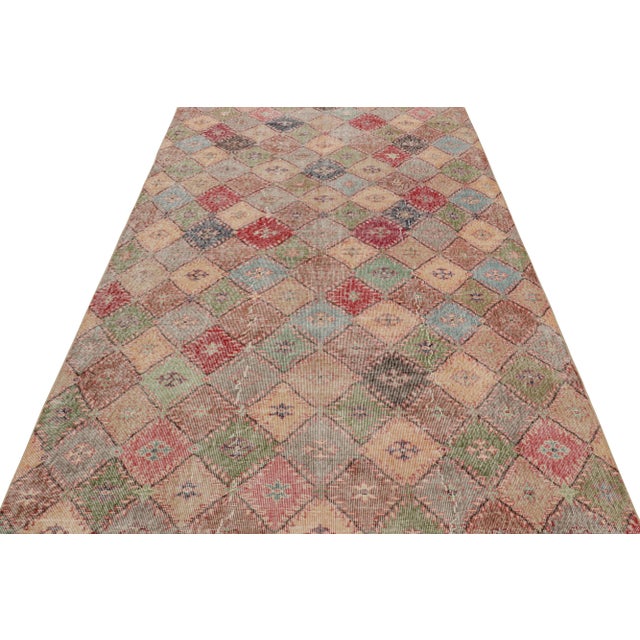 Traditional Vintage Zeki Müren Rug With Polychromatic Geometric Patterns, From Rug & Kilim For Sale - Image 3 of 7