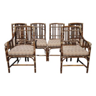 Set of Six Vintage McGuire Balboa Organic Bamboo Ratten Dining Chairs For Sale