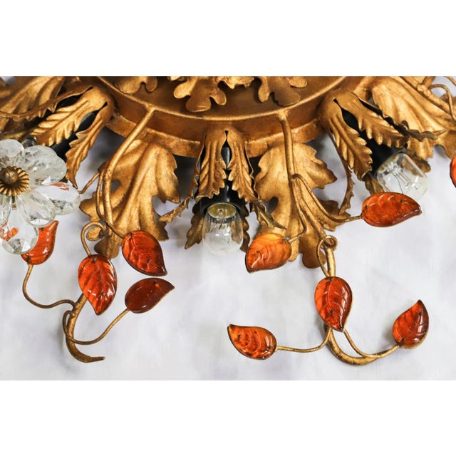 Crystal & Gilt Iron 15-Light Flush Mount from Maison Baguès For Sale - Image 5 of 9