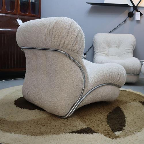 IPE Corolla Modular Armchairs in White Bouclé Fabric, 70s, Set of 4 For Sale - Image 4 of 9