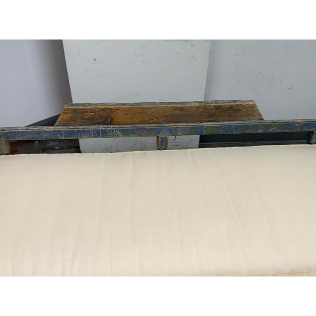 Rustic Wood Daybed Bench + Cushion, Vintage For Sale In San Francisco - Image 6 of 12