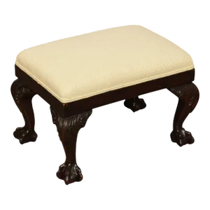 Georgian Style Vintage Carved Mahogany Low Stool or Ottoman