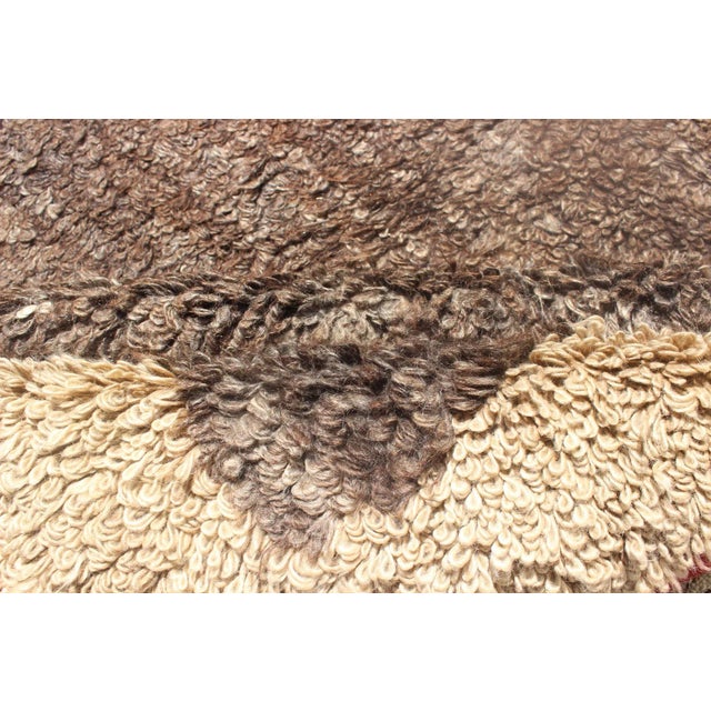 Mid 20th Century Modern & Minimalist Design Turkish Vintage Tulu Rug in Light Taupe and Brown For Sale - Image 11 of 13