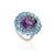 Contemporary Celestial Amethyst Blue Topaz & Orange Sapphire Sterling Silver Cocktail Ring Size 7.5 For Sale - Image 3 of 12