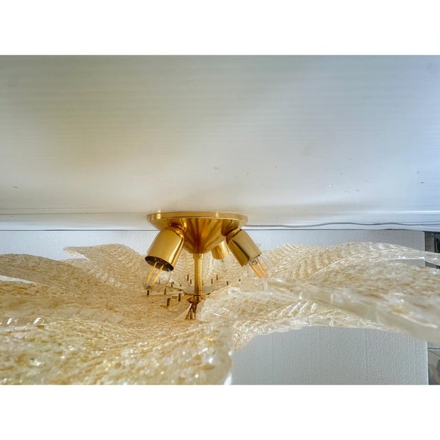 Venetian Amber Leaves Graniglia Murano Glass Flush Mount by Simoeng for Simoeng For Sale - Image 8 of 9