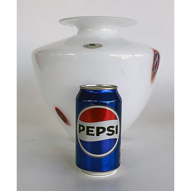 Maestri Vetrai Murano Glass Hand-Blown Vase, Italy with Labels Offered for sale is an Italian Murano glass hand-blown vase...