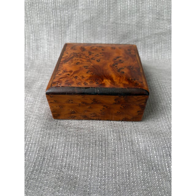 Brown Small Antique Burl Hinged Box For Sale - Image 8 of 16