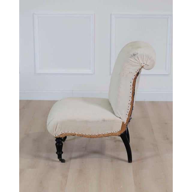 19th Century Napoleon III Scroll Back Slipper Chair, Ready to Upholster For Sale - Image 4 of 8