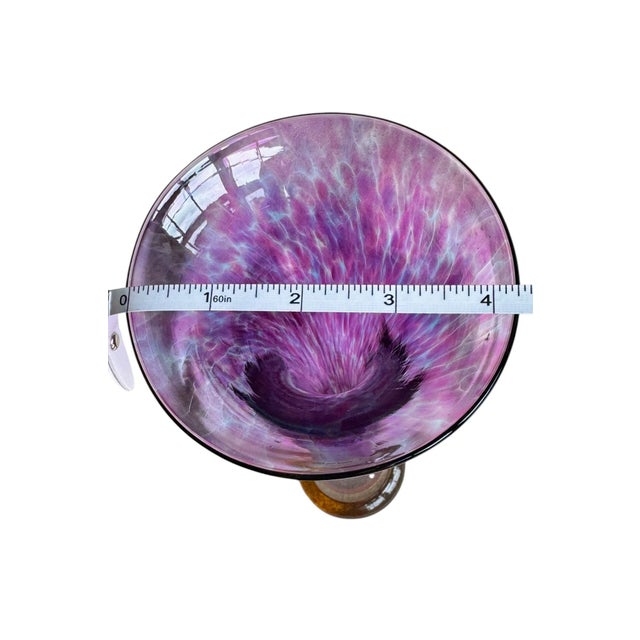 Late 20th Century Post Modern Signed Hand Blown Purple Art Glass Vase For Sale - Image 13 of 15