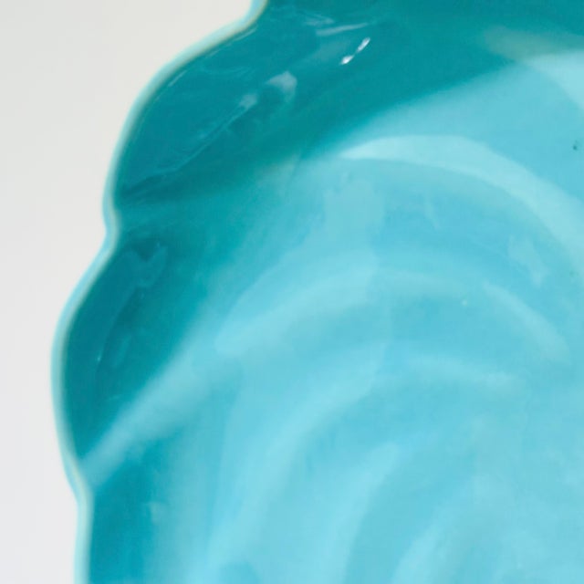 Large California Pottery Turquoise and Cream Circular Tray For Sale In San Francisco - Image 6 of 9