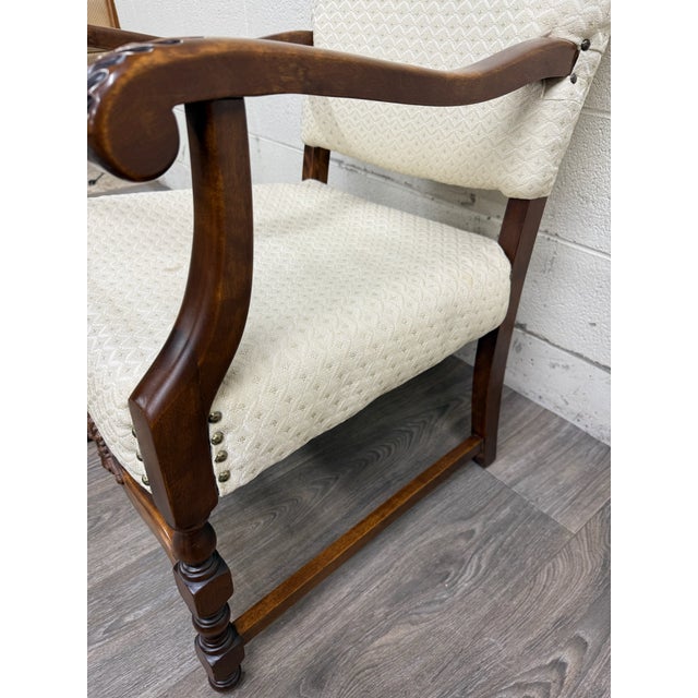 Vintage Spanish Revival Walnut Armchair For Sale - Image 9 of 16