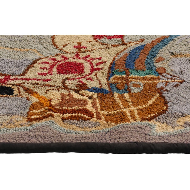 Antique American Pictorial Hooked Rug, 02'04 X 03'00 For Sale - Image 4 of 10