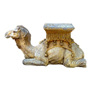 Mid-Century Hollywood Regency Cast Camel Garden Seat or Stool For Sale