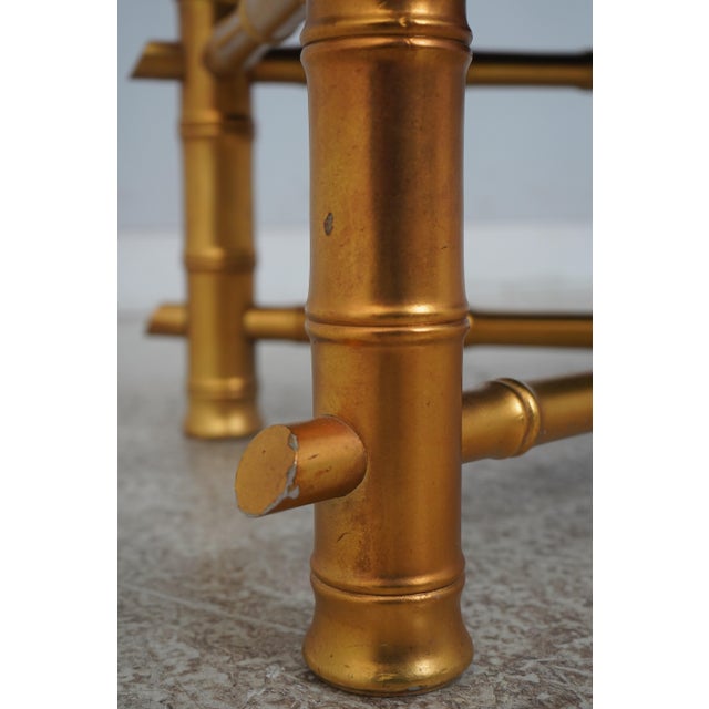 Textile Decorator Newly Upholstered Gold Bamboo Form Bench For Sale - Image 7 of 12
