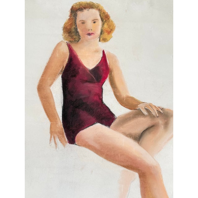 A wonderful drawing of a female figure. Done for a college art class in 1945. Signed EEK. Pastel and pencil on paper....