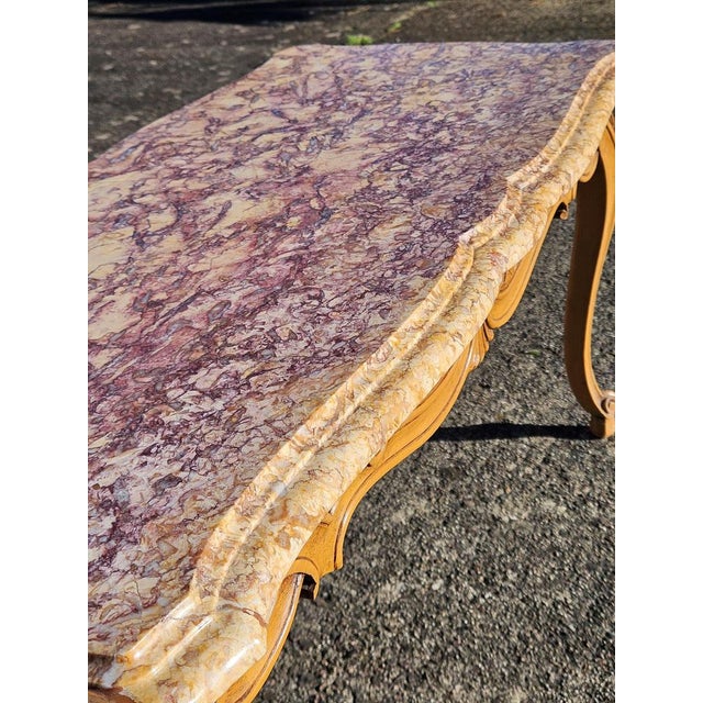 Vintage Louis XV Ash Wood & Marble Cocktail Table, 1960s For Sale - Image 6 of 18