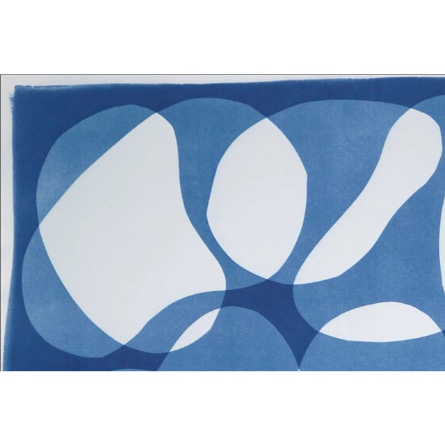 2022, Handmade Monotype in Blue Tones, Minimalistic Style of "Blue Beaded Bracelet", Cyanotype Print on Watercolor Paper by Kind of Cyan For Sale In Miami - Image 6 of 9