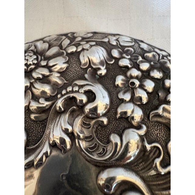 Metal 19th Century Art Nouveau Sterling Silver Repousse Hand Mirror For Sale - Image 7 of 11