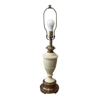 Vintage Rare Ethan Allen Art Deco Brass and Enamel Urn Table Lamp Footed Base For Sale