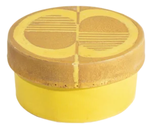 Laura Andreson 1970 Studio Pottery Yellow Round Box