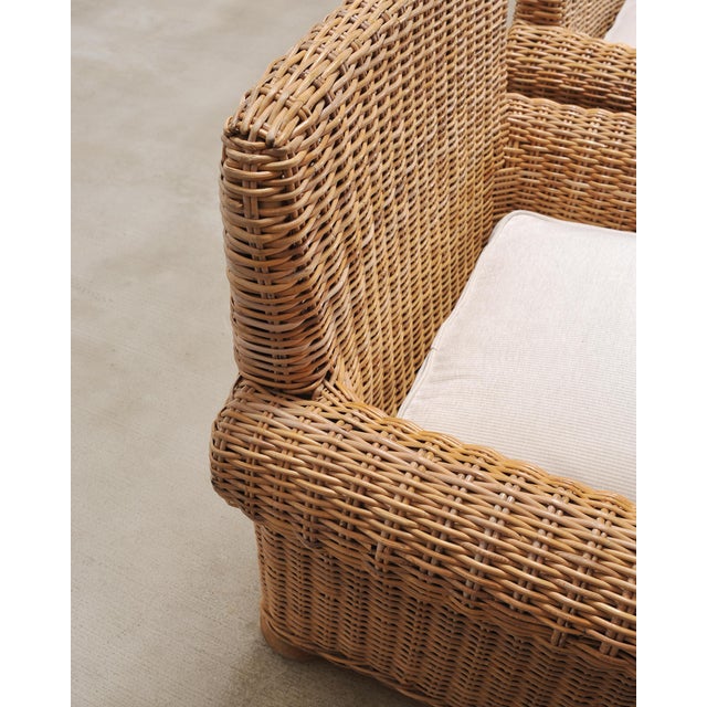 Organic Modern Woven Rattan Wicker Lounge Chair and Settee For Sale - Image 17 of 18