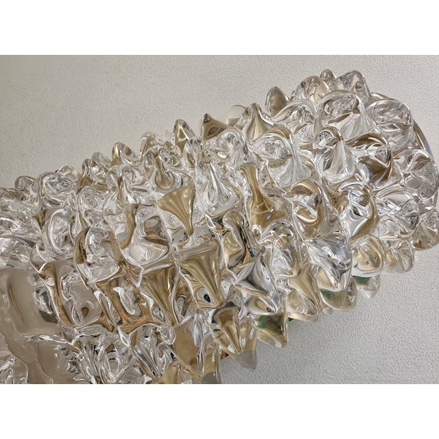 A Pair Barovier Style Art Deco Rostrato Clear Italian Murano Glass Wall Sconces For Sale - Image 10 of 16